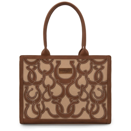 Wrangler® Horseshoe Cutout Carry-All Large Tote Bag Brown WG292-8110BR