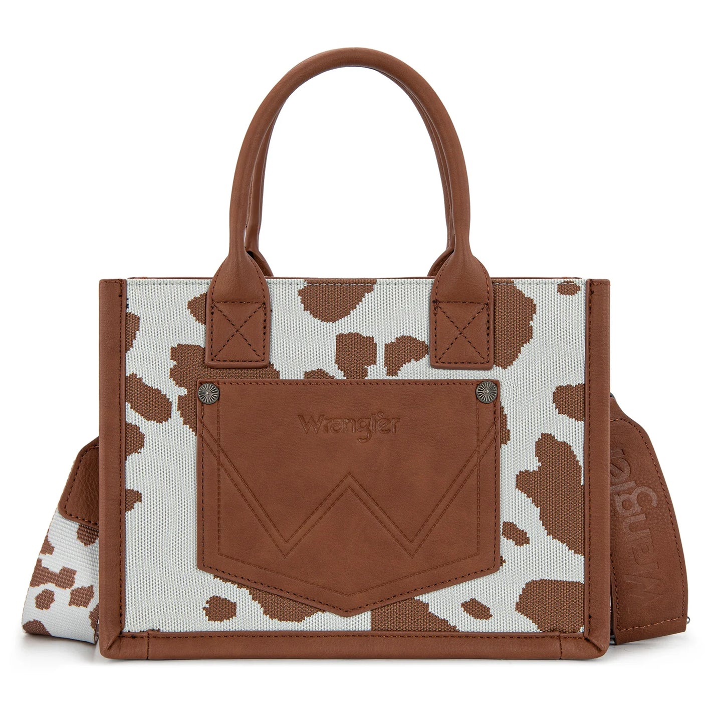 Wrangler® Cow Print Tote/ Crossbody WG301-8120SBR