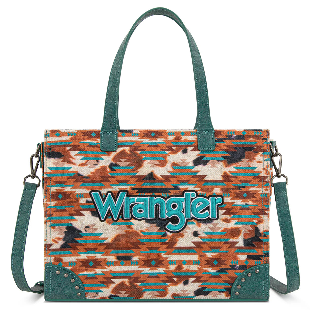Wrangler® Aztec Print Tote/Crossbody Wallet Set Turquoise WG302-8130WTQ
