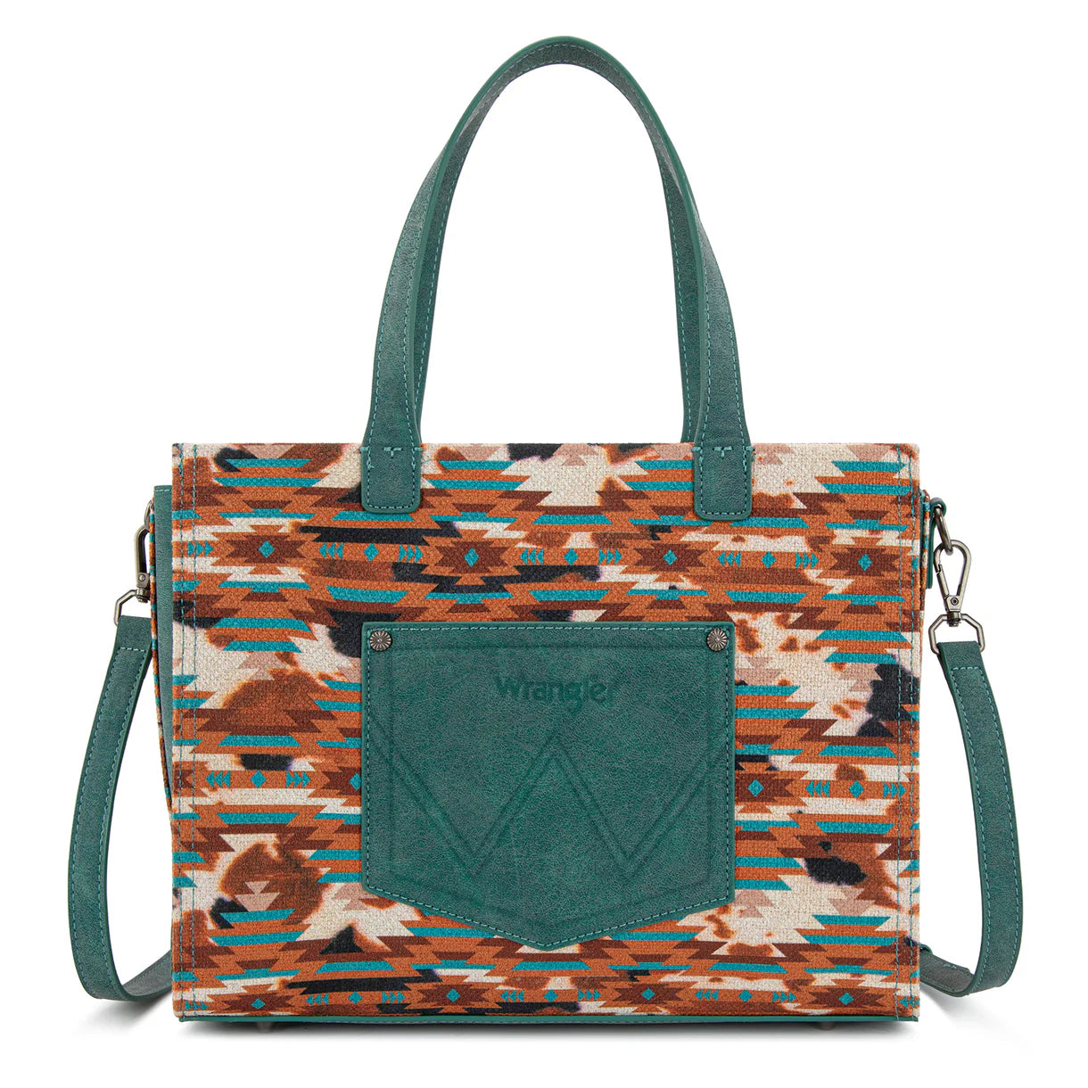 Wrangler® Aztec Print Tote/Crossbody Wallet Set Turquoise WG302-8130WTQ