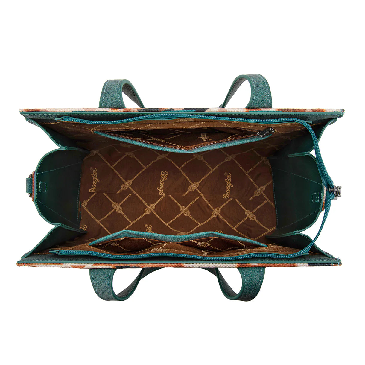 Wrangler® Aztec Print Tote/Crossbody Wallet Set Turquoise WG302-8130WTQ