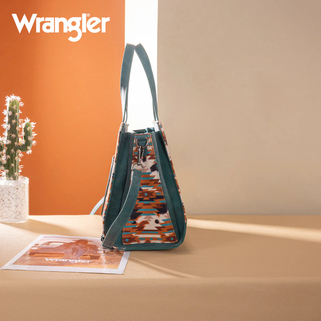 Wrangler® Aztec Print Tote/Crossbody Wallet Set Turquoise WG302-8130WTQ