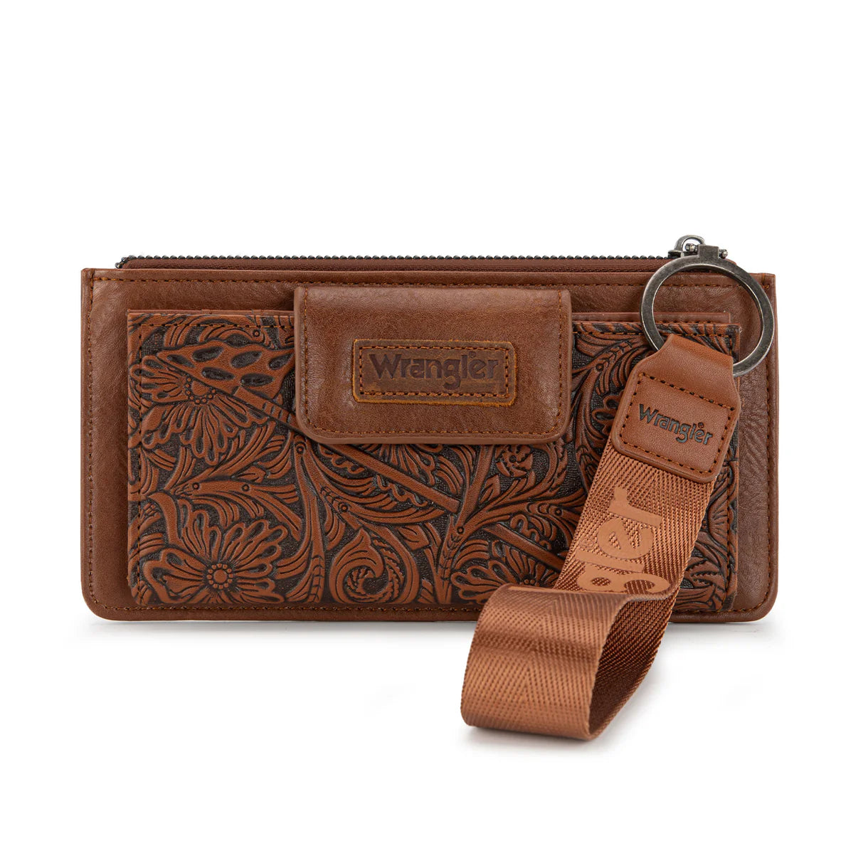 Wrangler® Floral Tooled Card Wallet/Wristlet Brown WG315-W013BR