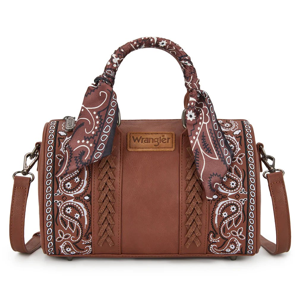 Wrangler® Braided Paisley Bandana Boston Bag Brown WG331-9012BR