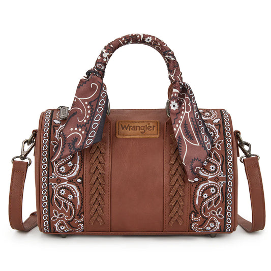 Wrangler® Braided Paisley Bandana Boston Bag Brown WG331-9012BR