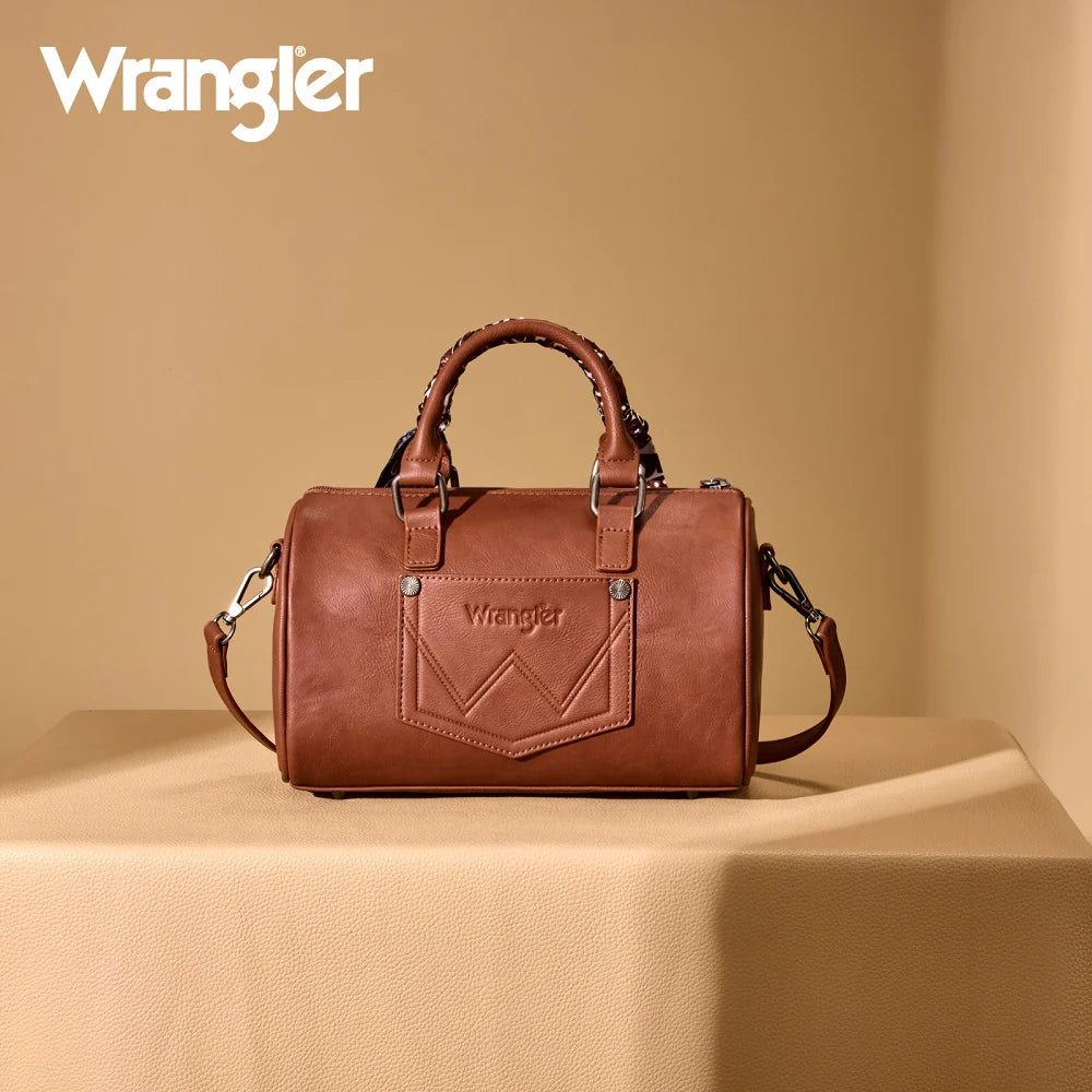 Wrangler® Braided Paisley Bandana Boston Bag Brown WG331-9012BR