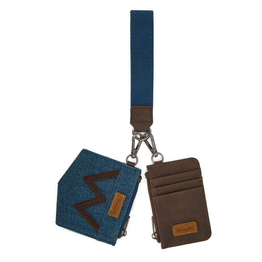 Wrangler® logo "W" Embroidered Dual Pouch Wristlet Coffee WG367-W119CF