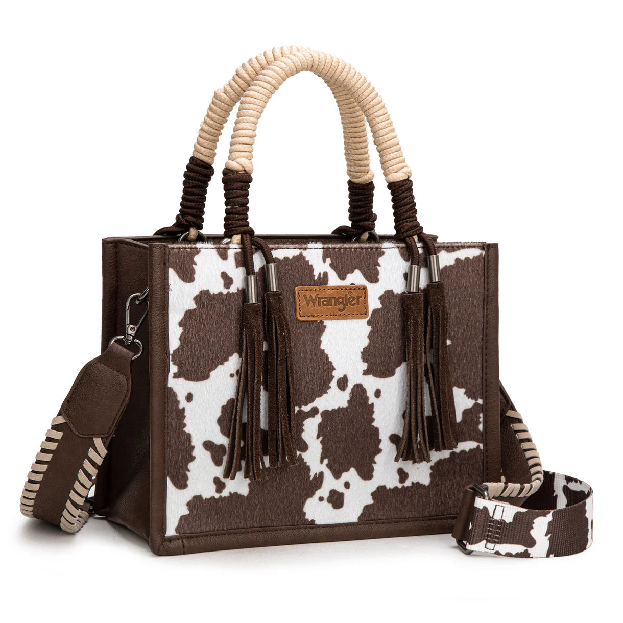 Wrangler® Cow Print Tote/Crossbody Coffee WG386-8120SCF