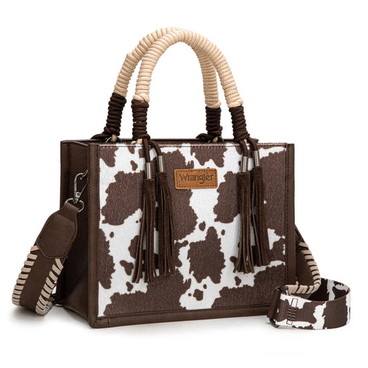 Wrangler® Cow Print Tote/Crossbody Coffee WG386-8120SCF