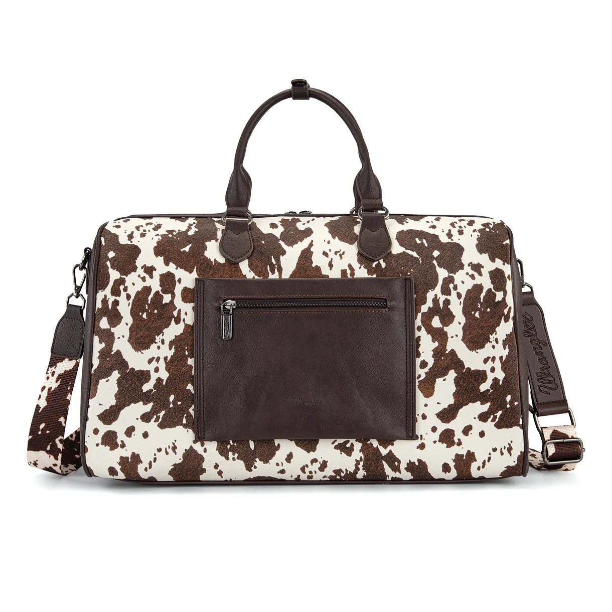 Wrangler® Cow Print Fringe Duffle/Crossbody Coffee WG444-5110CF