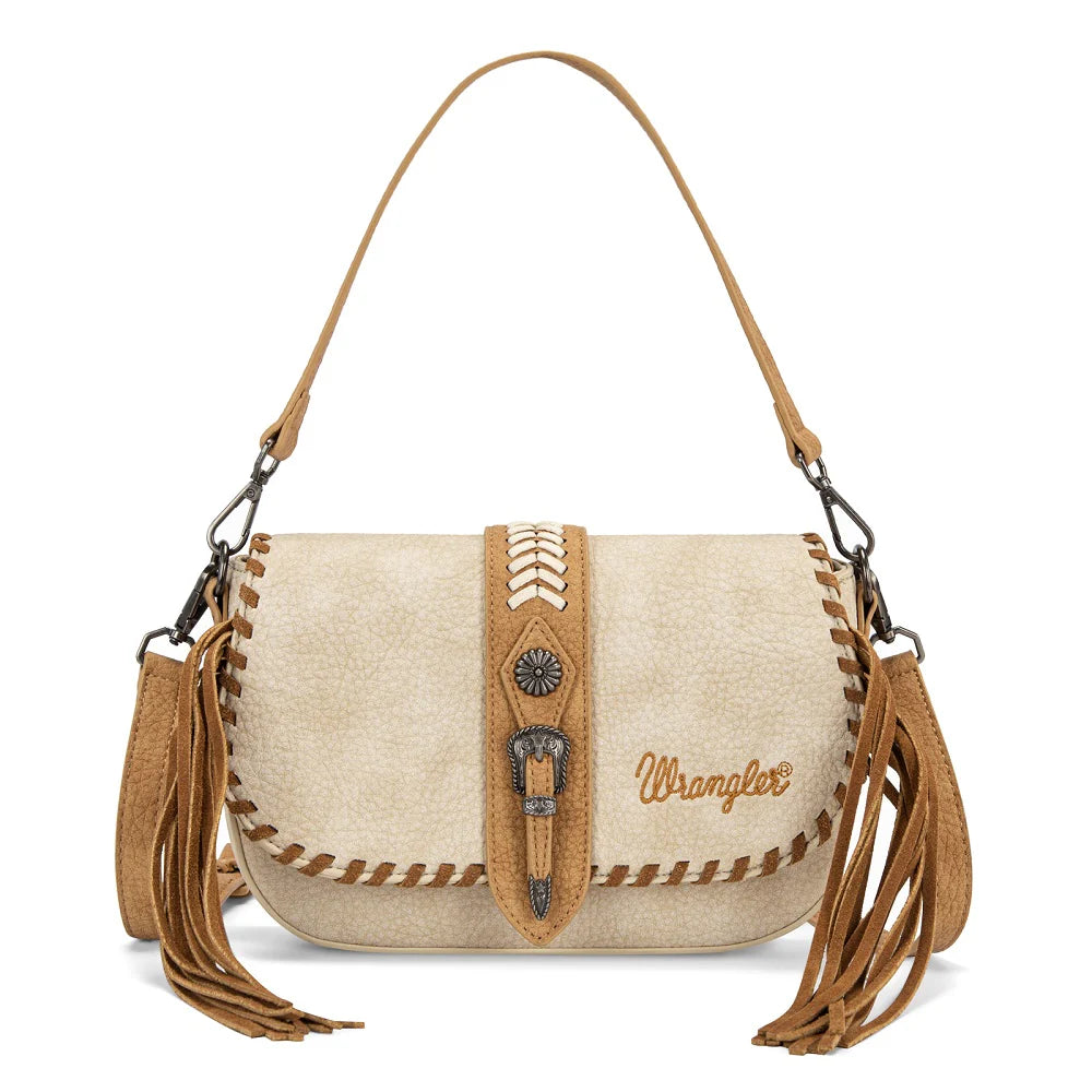 Wrangler® Braided Tassel Saddle Crossbody Bag Tan WG454-2003TN