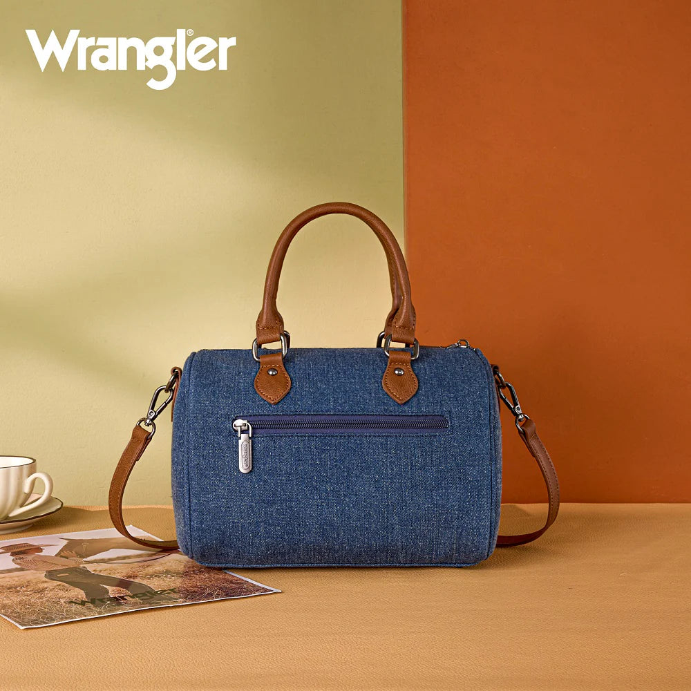 Wrangler® Western Rhinestone Denim Boston Bag/Crossbody Dark Denim WG458-51102DJN