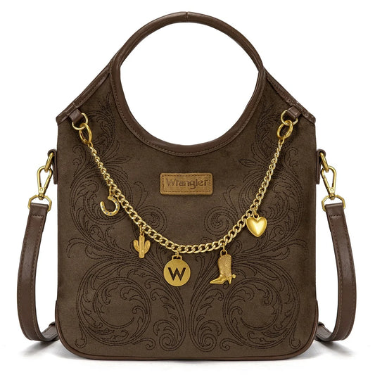 Wrangler® Charm Chain Hobo Tote Bag Coffee WG533-9801CF