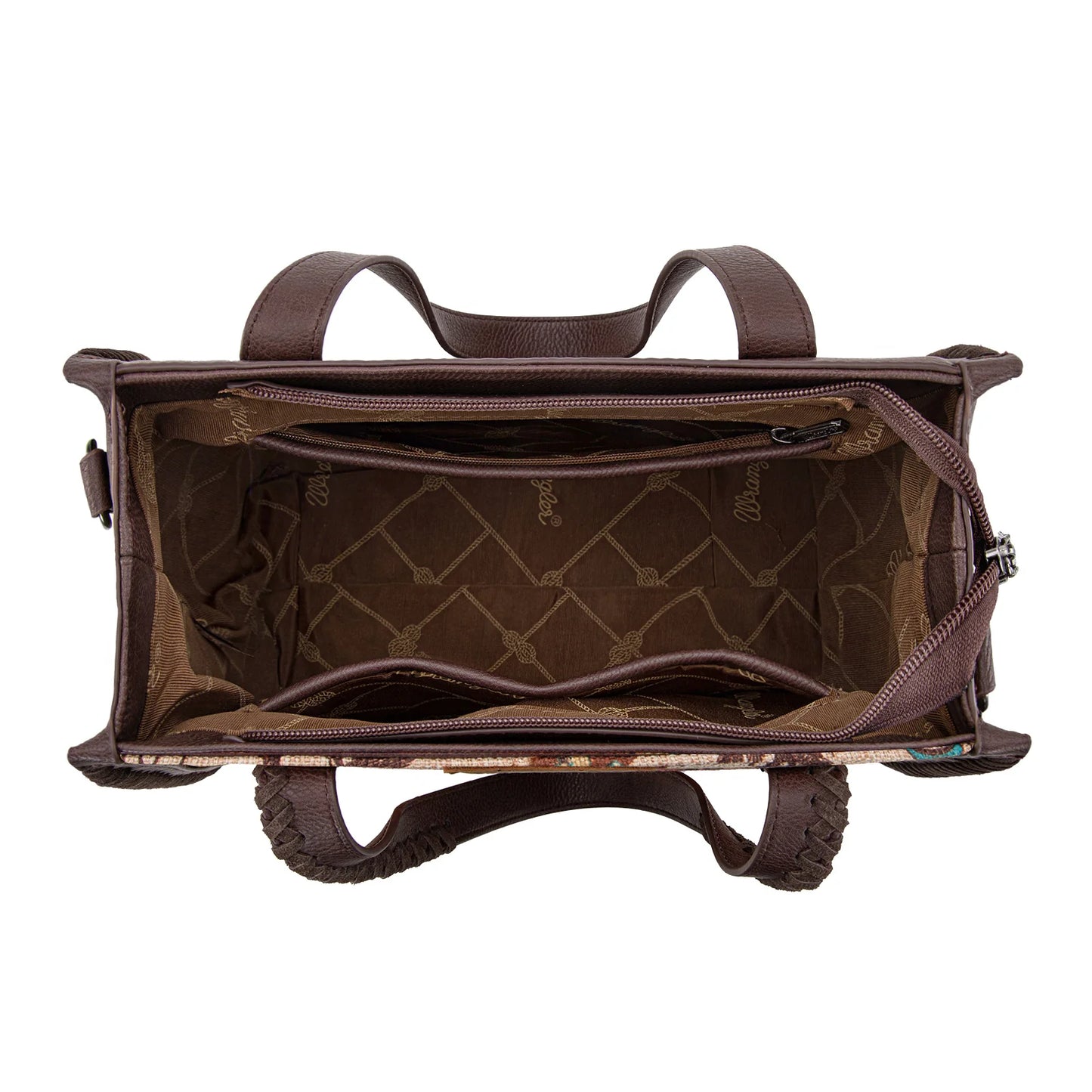 Wrangler® Vintage Retro Cowboy Cool Print Concealed Carry Satchel/Crossbody Tan WG60G-8317TN