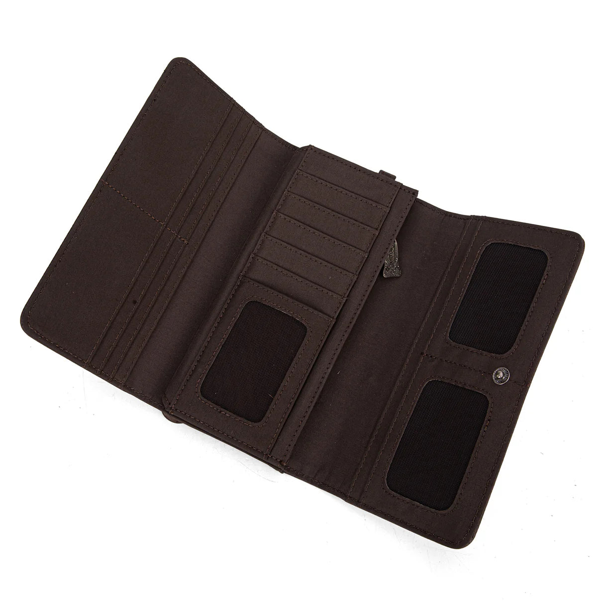 Trinity Ranch® Floral Tooled and Hair-On Cowhide Collection Wallet Brown TR187-W002BR