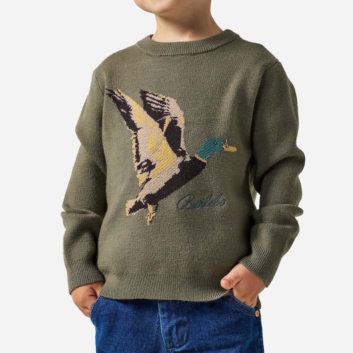 Burlebo® Kid's Cabin Sweater - Olive Duck Y-CABSW-ODK