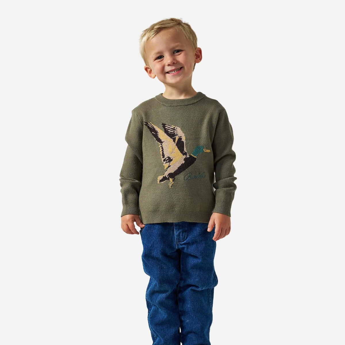 Burlebo® Kid's Cabin Sweater - Olive Duck Y-CABSW-ODK