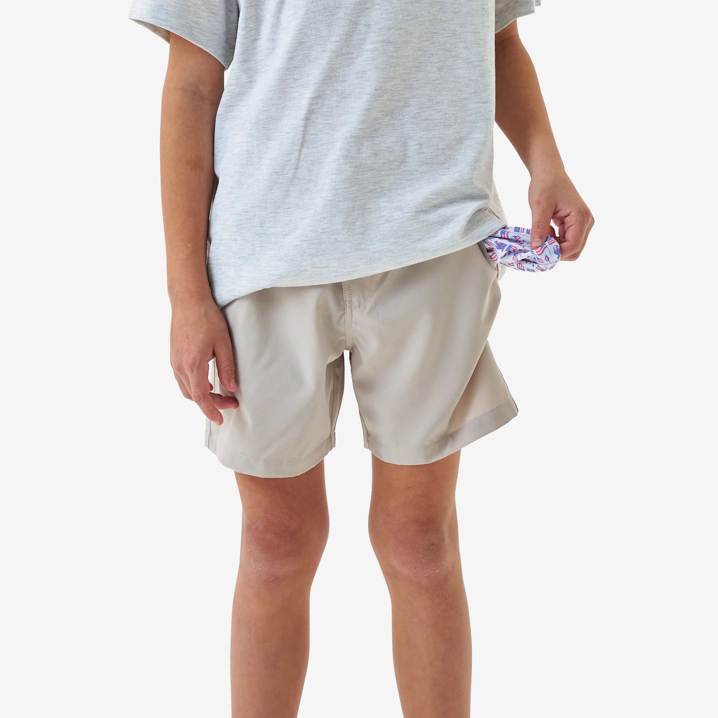 Burlebo® Youth Everyday Short - Light Khaki - Old Glory Pocket Y-ES-LK-OLDG