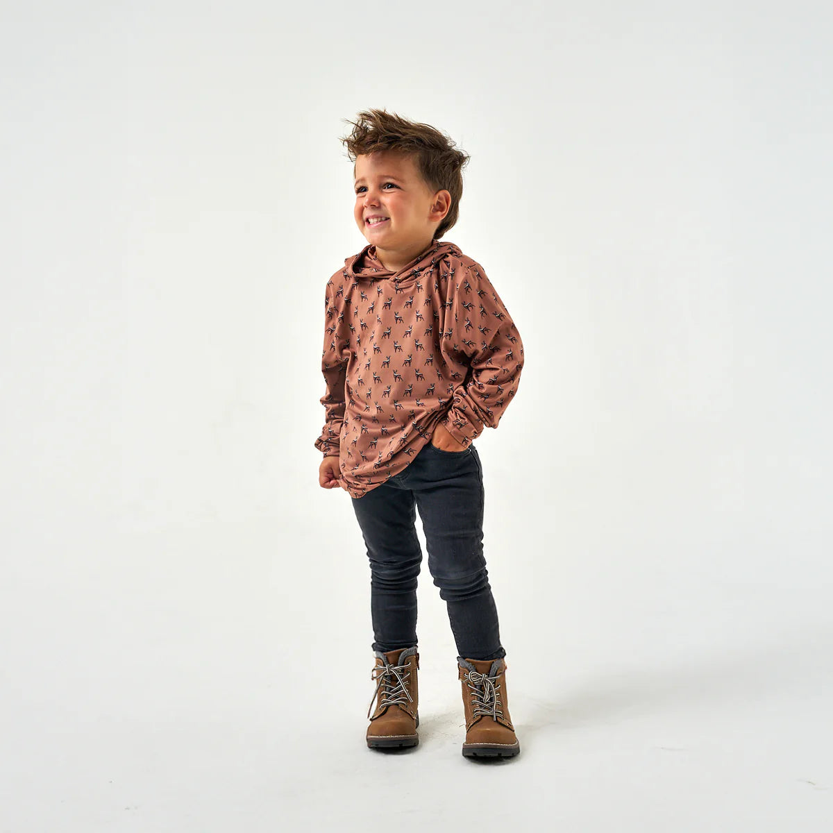 Burlebo® Youth Performance Hoodie - Whitetail Deer - Brown Y-PH-WTD-B