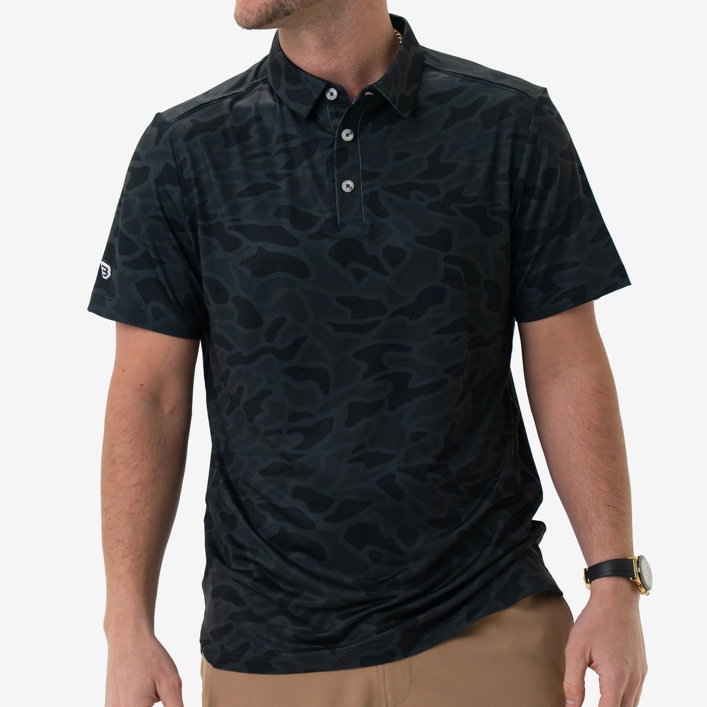 Burlebo® Men's Performance Polo Black Camo PP-BLKC