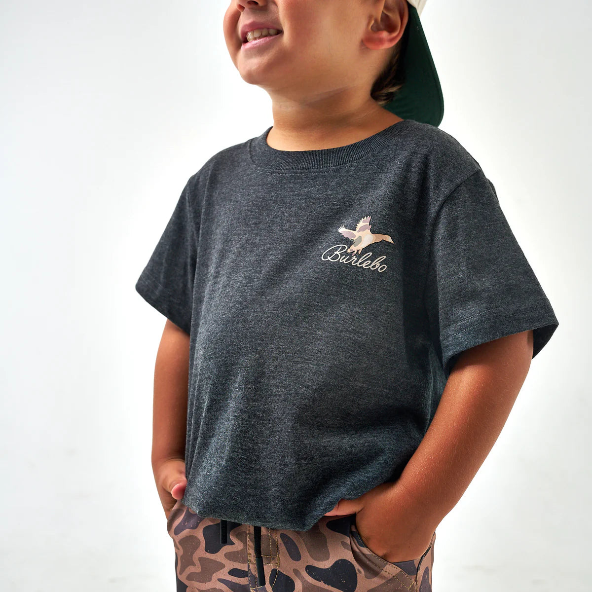 Burlebo® Youth Tee - Ducks Flying In - Heather Black Y-SST-DFI-HB