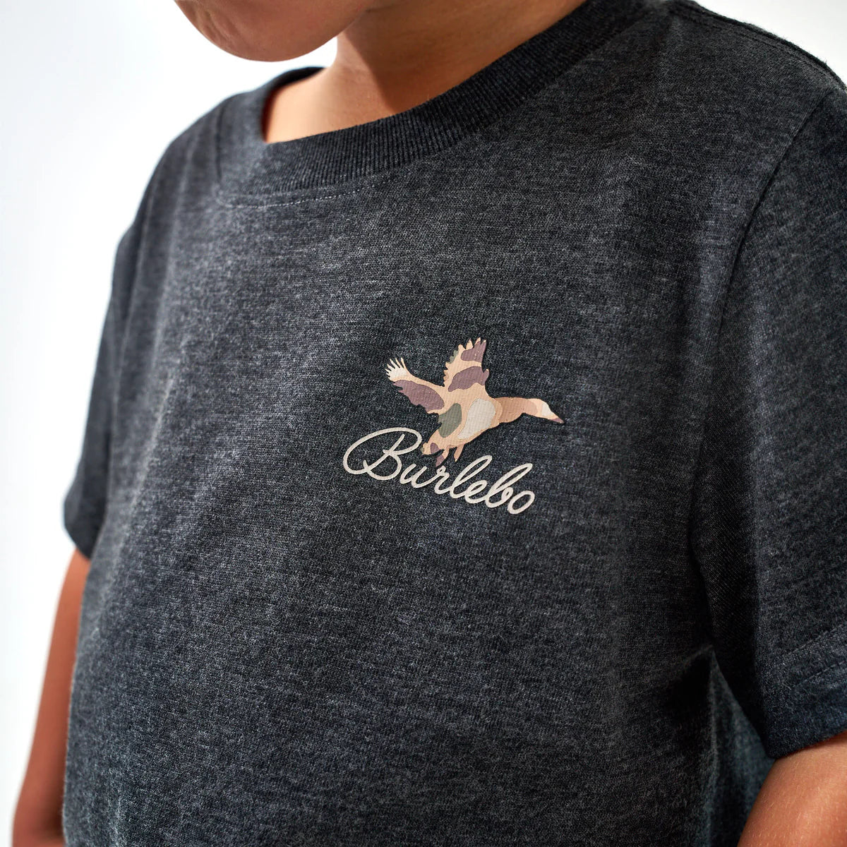 Burlebo® Youth Tee - Ducks Flying In - Heather Black Y-SST-DFI-HB