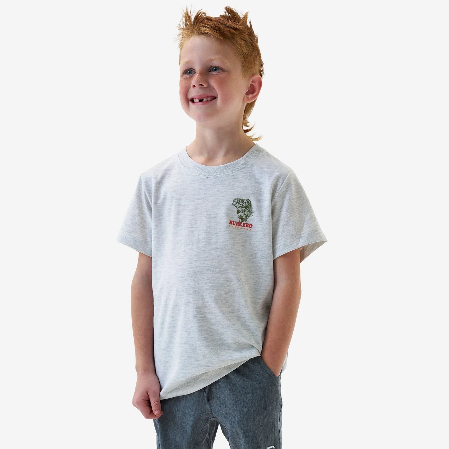 Burlebo® Youth Short Sleeve Tee Fish Wild Ash Grey Y-SST-FW-AG