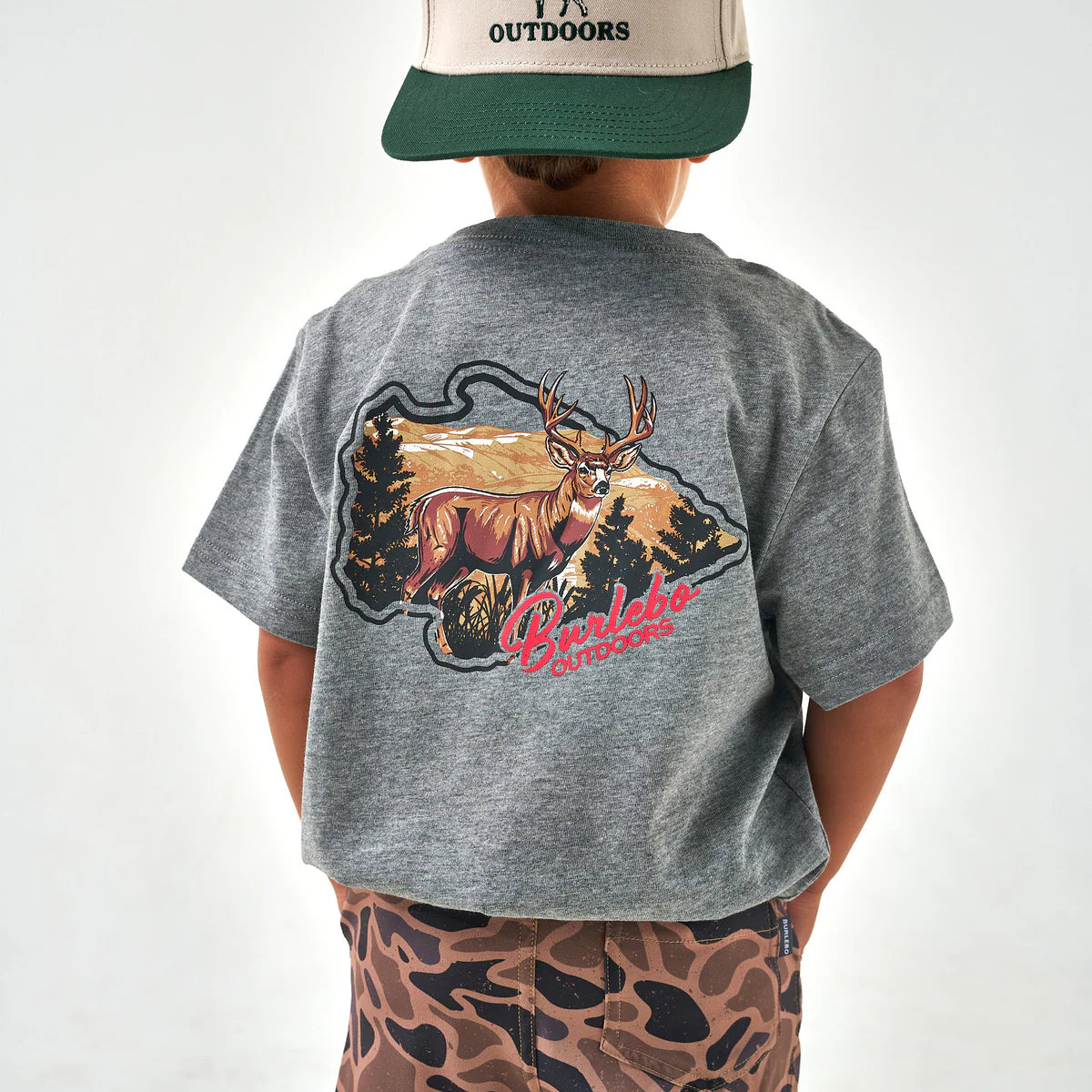 Burlebo® Youth Tee - Hill Country Buck - Dark Heather Grey Y-SST-HCBK-DHG
