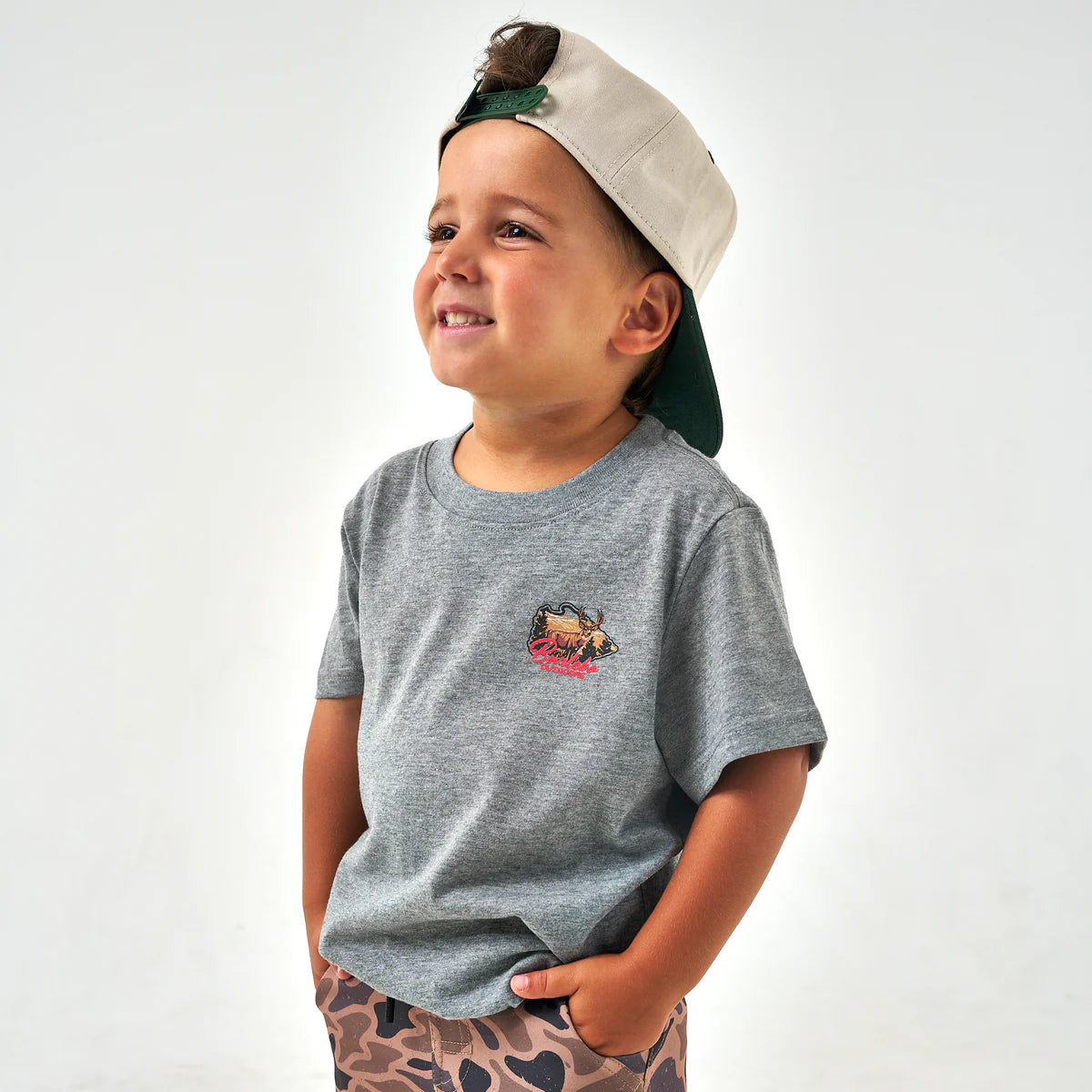 Burlebo® Youth Tee - Hill Country Buck - Dark Heather Grey Y-SST-HCBK-DHG