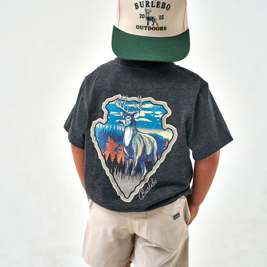 Burlebo® Youth Tee - Whitetail Season - Heather Black Y-SST-WTSZN-HB