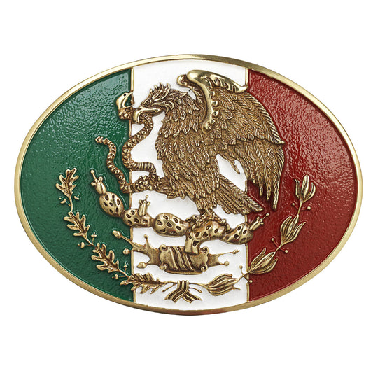 Ariat® Oval Mexican Flag w/Eagle Motif Antique Gold A37013