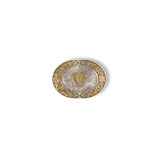 Ariat® Emblem Oval Silver Buckle w/Antique Gold  A37020