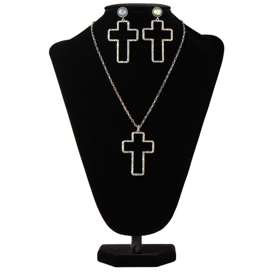 Silver Strike® Women's Jewelry Set Silver Cross w/Crystals D450022836