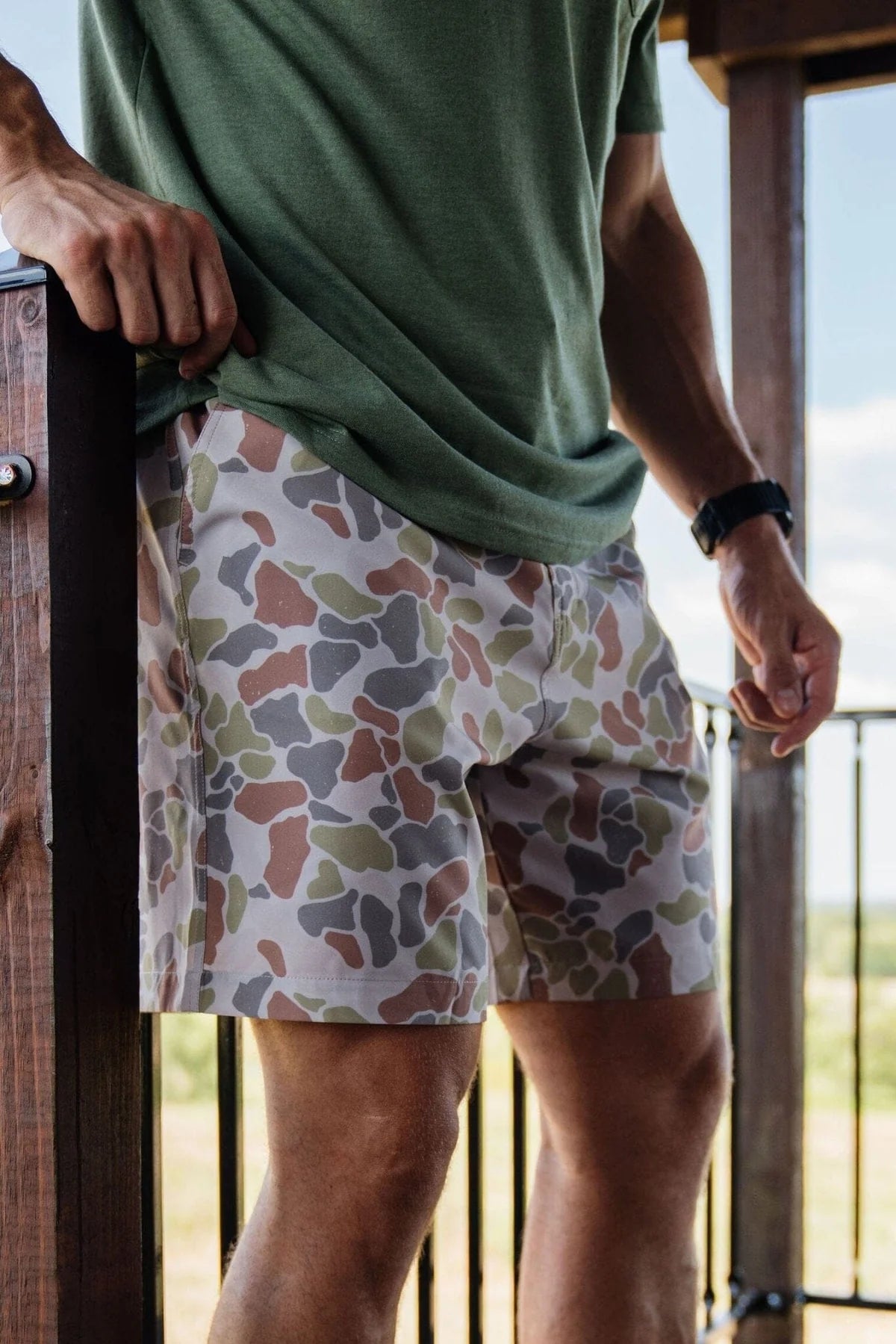 Burlebo® Men's Everyday Shorts Driftwood Camo - Grey Pocket ES-CDC