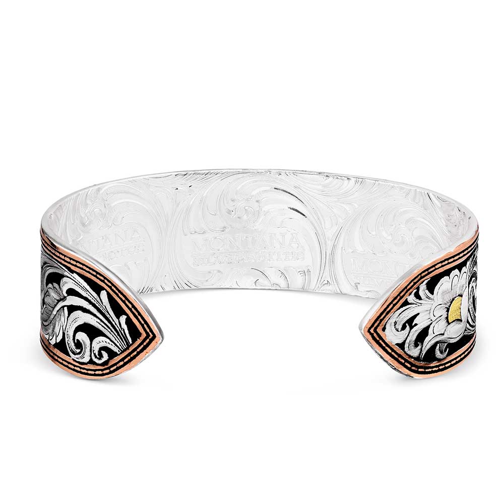 Montana Silversmiths® LeatherCut Tri-Colored Floral Cuff Bracelet BC2598TRI-BK