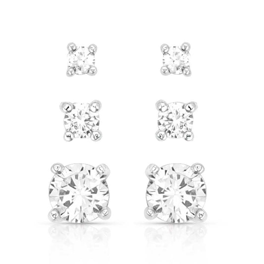 Montana Silversmiths® Shine Bright Triple Crystal Post Earring Set ER5646