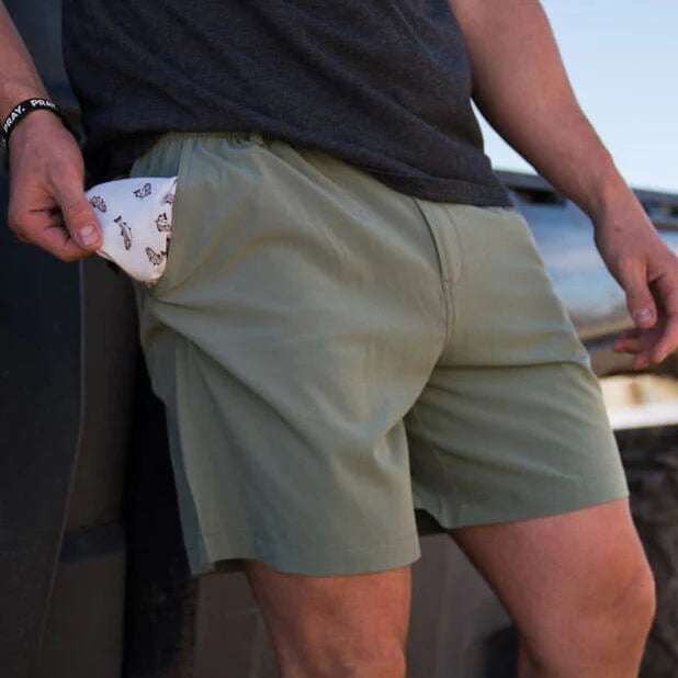 Burlebo® Men's Everyday Shorts - Light Sage - Fish Toss Pocket ES-LS-BRCTY