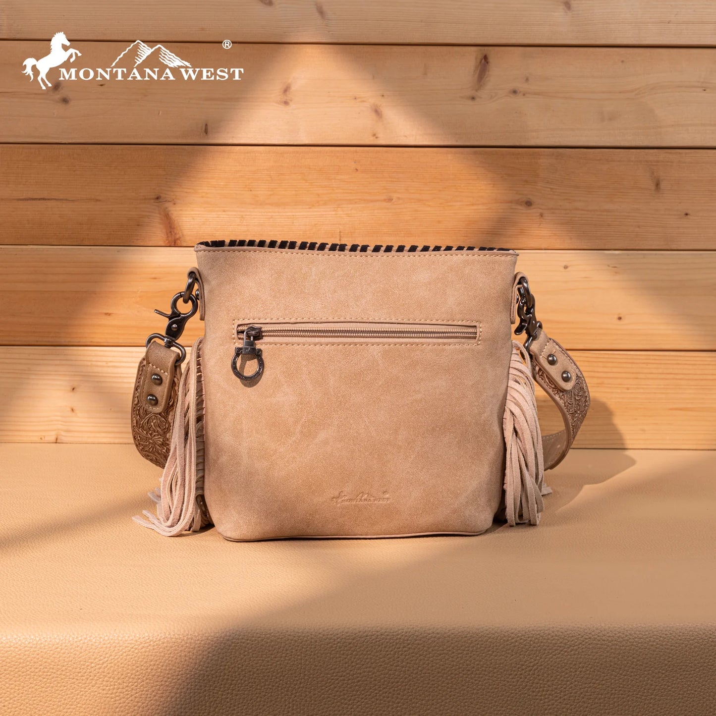 Montana West® Tooled Aztec Concho Collection Crossbody Tan MW1350-8360TN