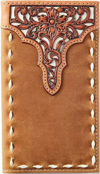 Ariat® Men's Floral Tooled Rodeo Brown Wallet A3547144