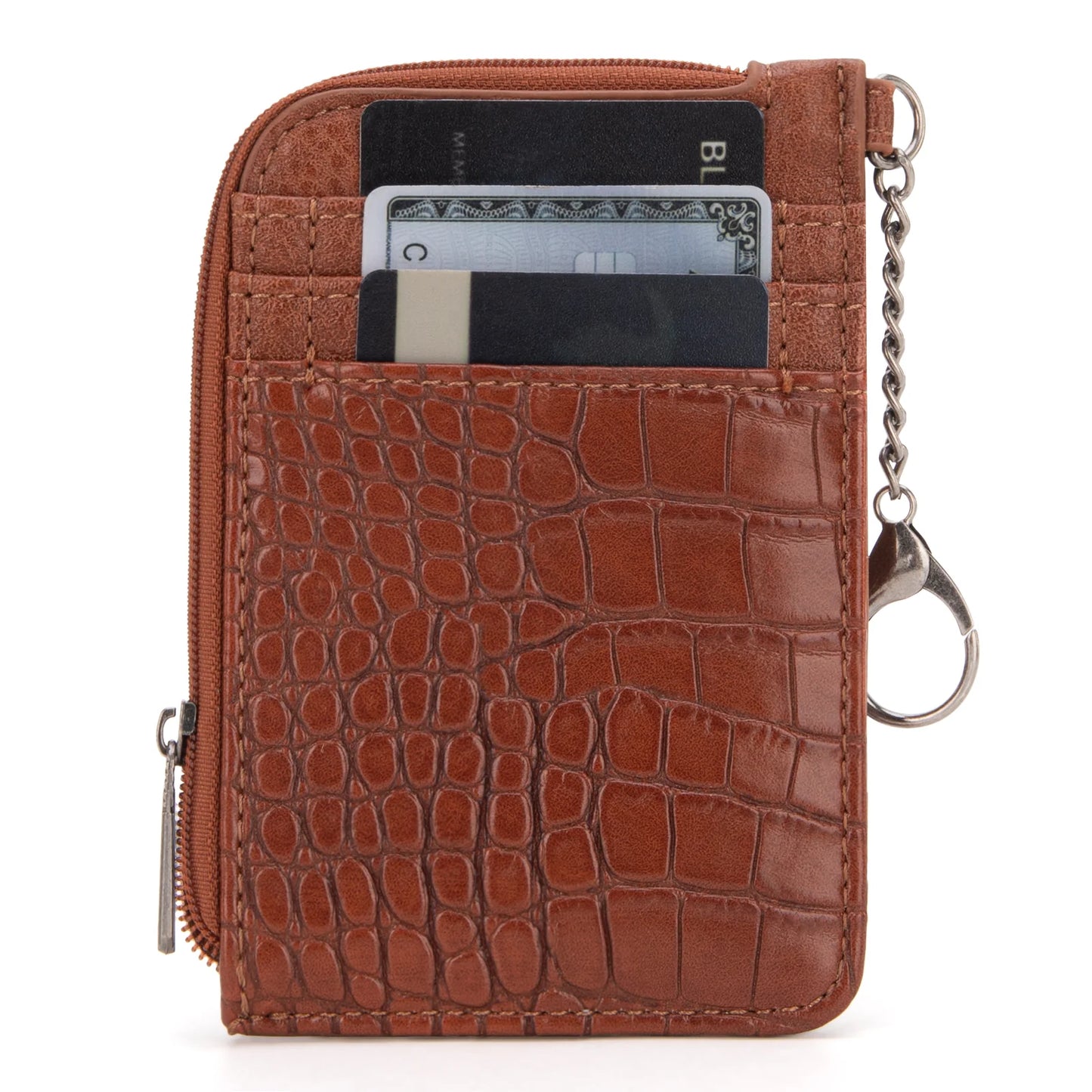 Wrangler® Croc Print Mini Zip Card Case Cognac WG102-W005CO