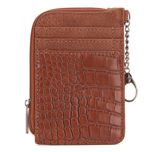 Wrangler® Croc Print Mini Zip Card Case Cognac WG102-W005CO