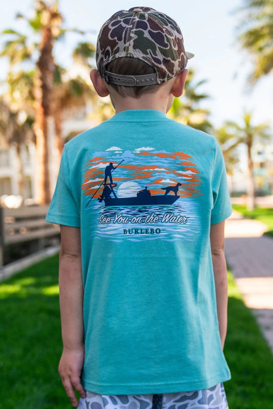 Burlebo® Kid's Tee See You On The Water - Heather Chalky Mint Y-SYOTW-SS-CM