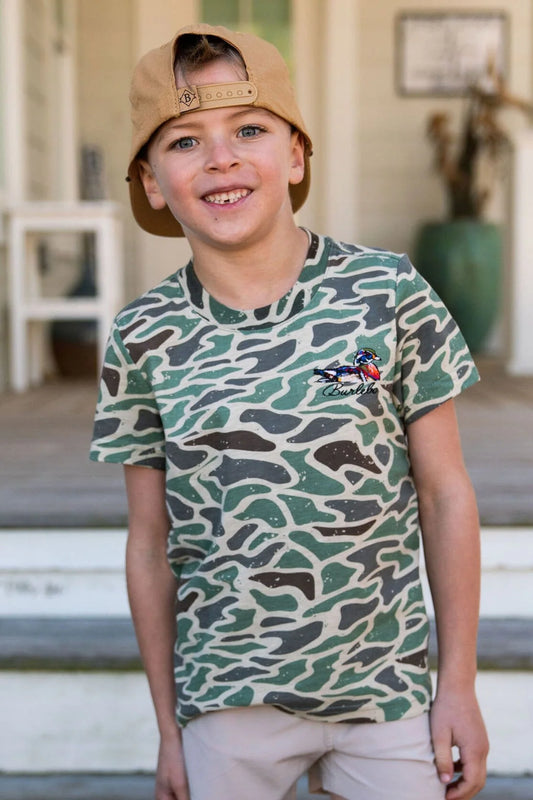 Burlebo® Kid's Tee- Retro Duck Camo Y-RDCT-SS-DOW